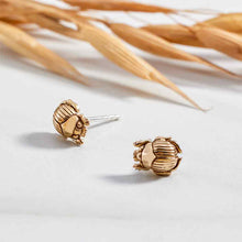 Load image into Gallery viewer, Sterling Silver or Bronze Scarab Post Earrings 8x7mm: Bronze