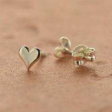Load image into Gallery viewer, Silver, Bronze or Gold Tiny Heart Stud Earrings 5x5mm: Recycled Sterling Silver