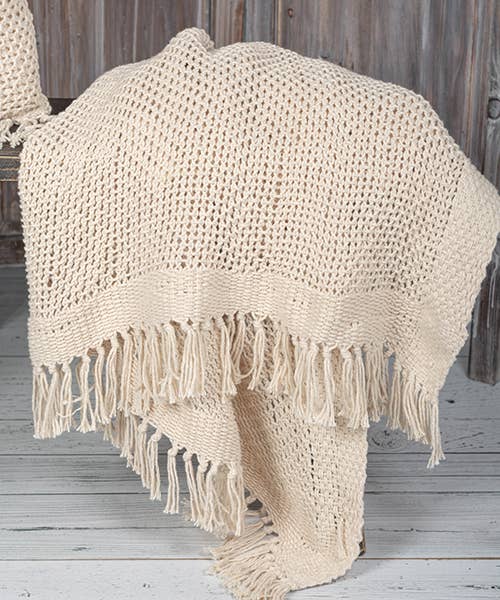 Knitted Cream Cotton Throw