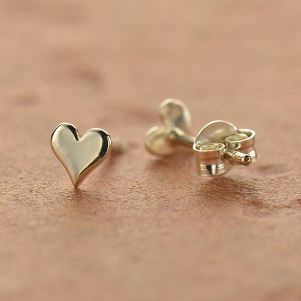 Silver, Bronze or Gold Tiny Heart Stud Earrings 5x5mm: Recycled Sterling Silver