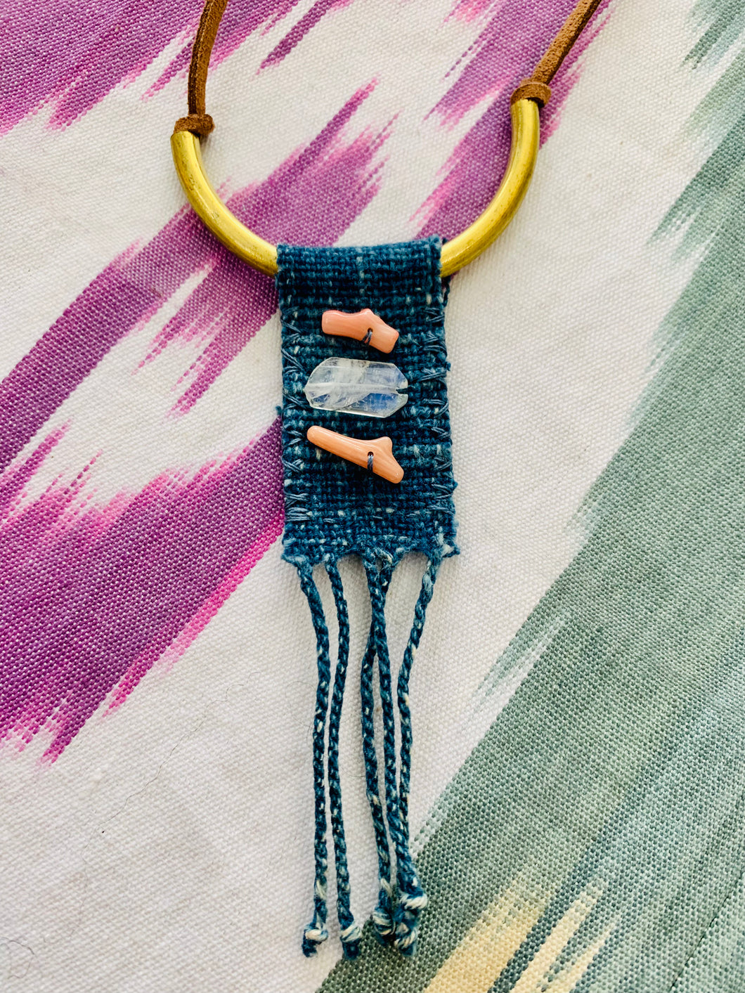 Woven Indigo Tassel Necklaces