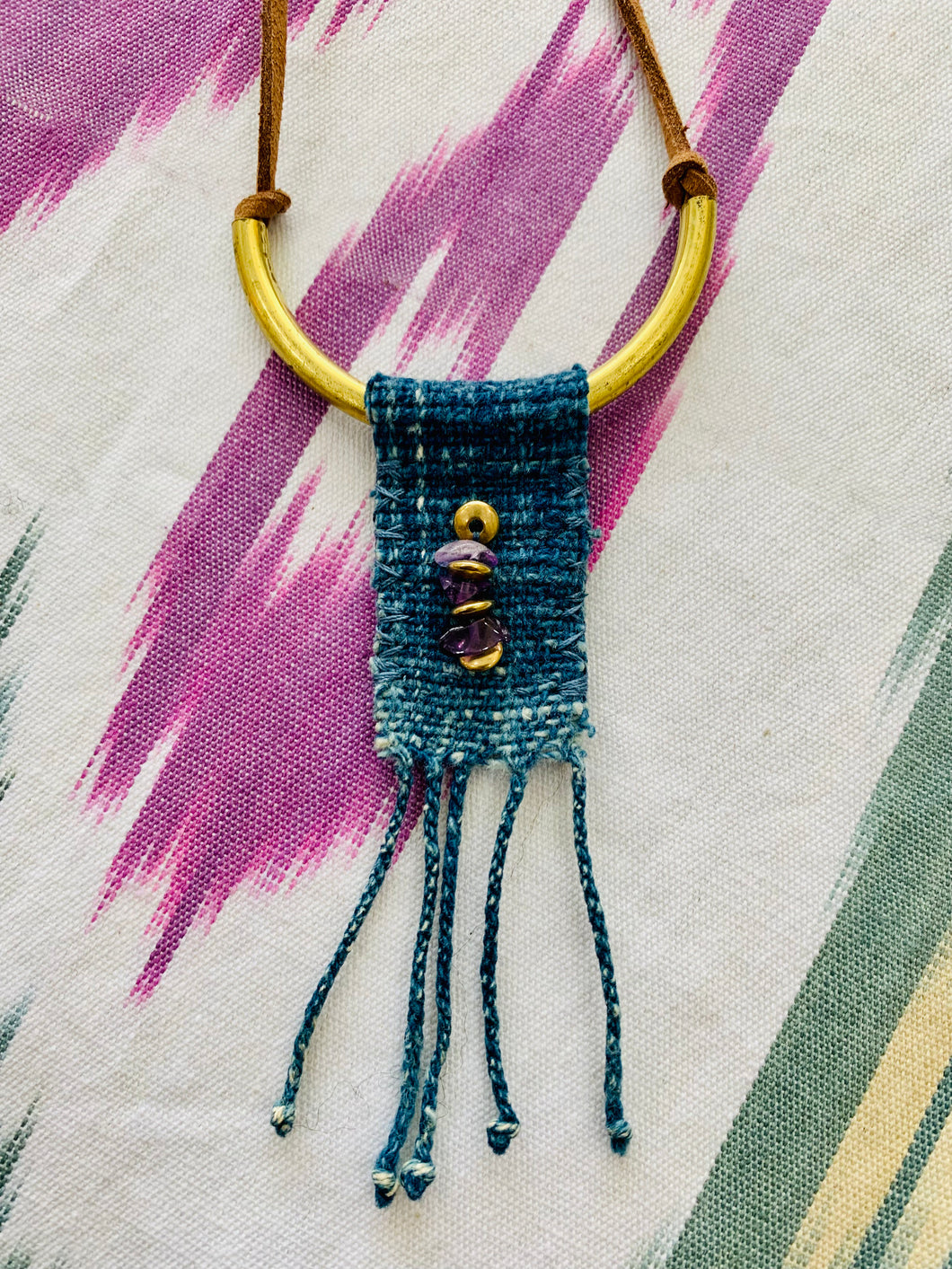 Woven Indigo Tassel Necklaces