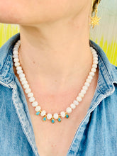 Load image into Gallery viewer, White Opal Turquoise Drop Necklace
